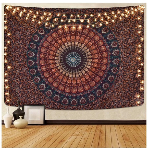 Colorful Retro Hippie Floral Bohemian Mandala Tapestry/Blanket/Art Decoration - Picture 8 of 9